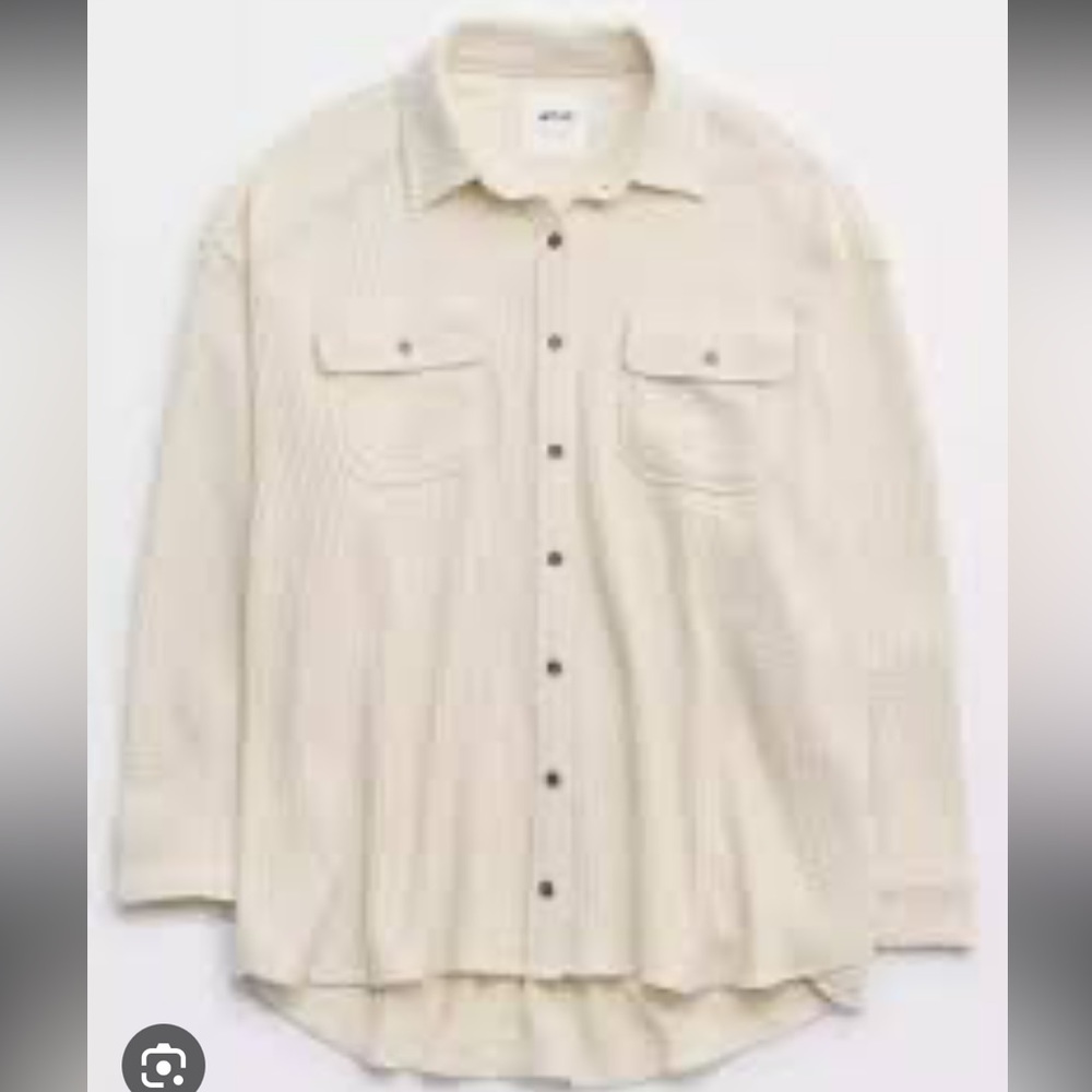Aerie LumberJane Waffle Shirt in Cream / Ivory